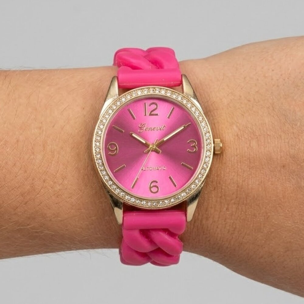 Fuchsia Funky Rubber Braided Watch